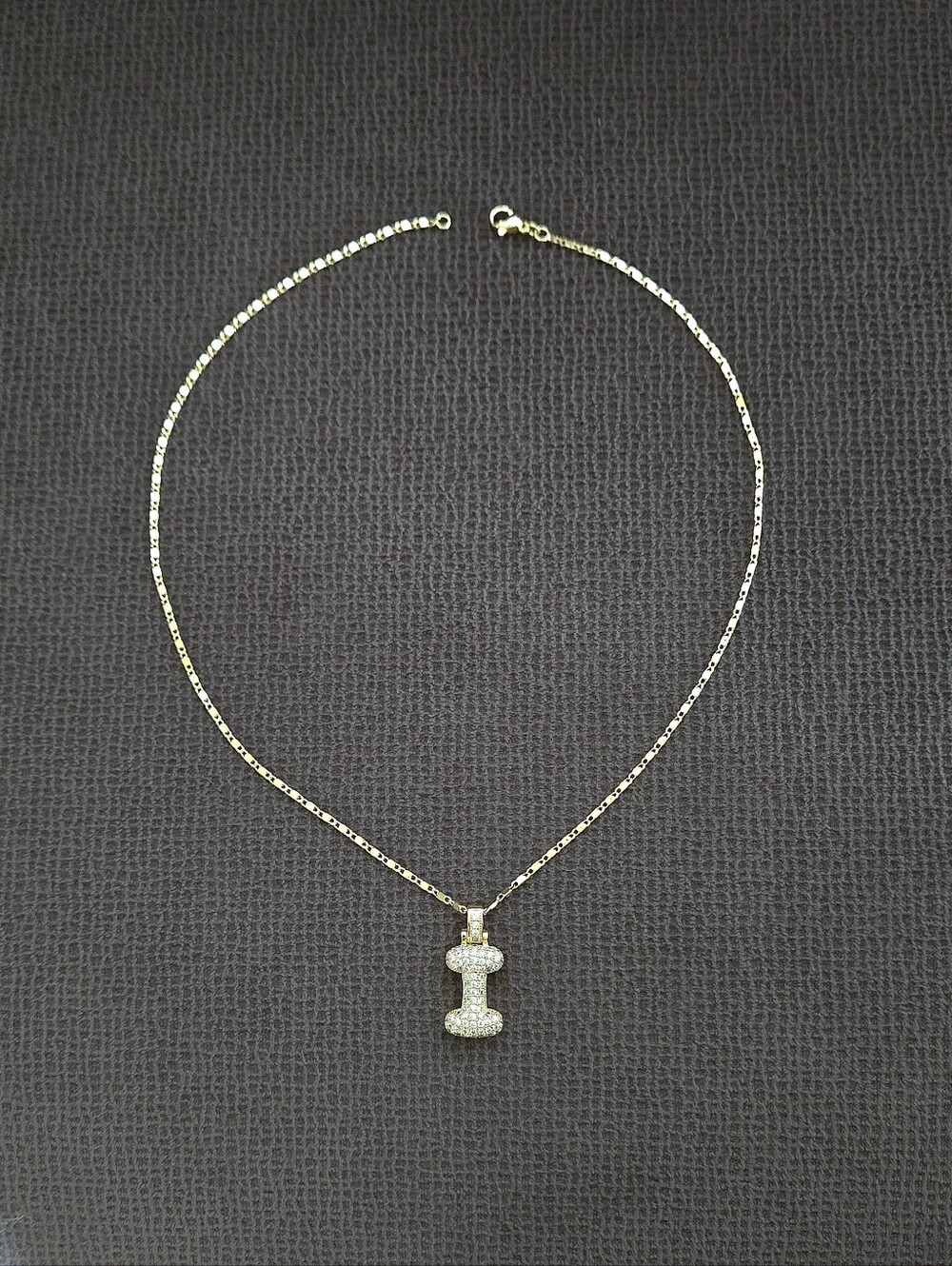 Gemelli👭 Puffy Pave Cubic Zirconia💎 Letter "I" Initial Pendant Necklace - NWT